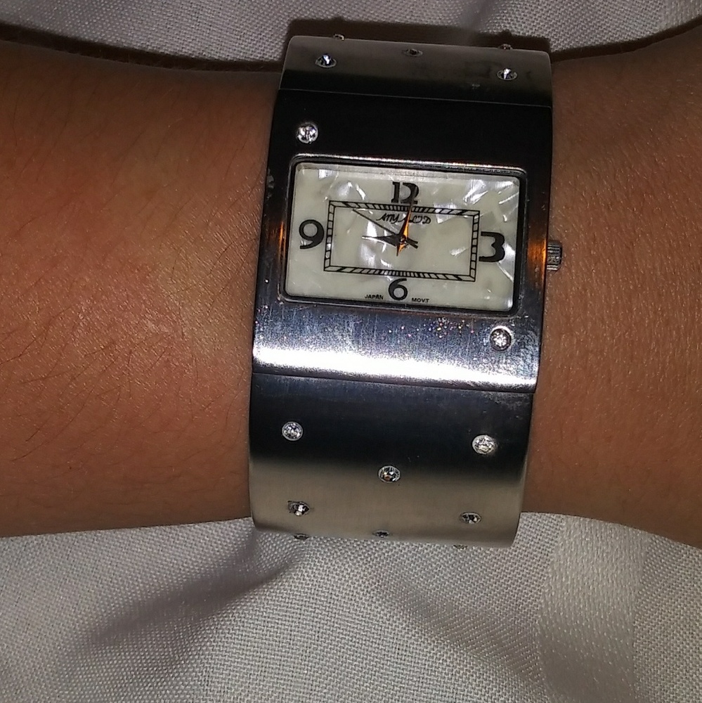 Vintage Silver ladies Watch Mother of pearl Works!